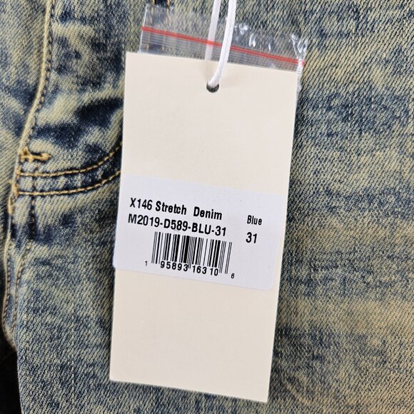 mnml Jeans Mens 31 Blue X146 Stretch Denim Distressed Slim Fit - Picture 5 of 16